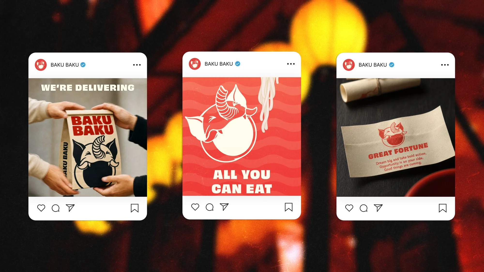 Three Baku Baku Instagram posts
